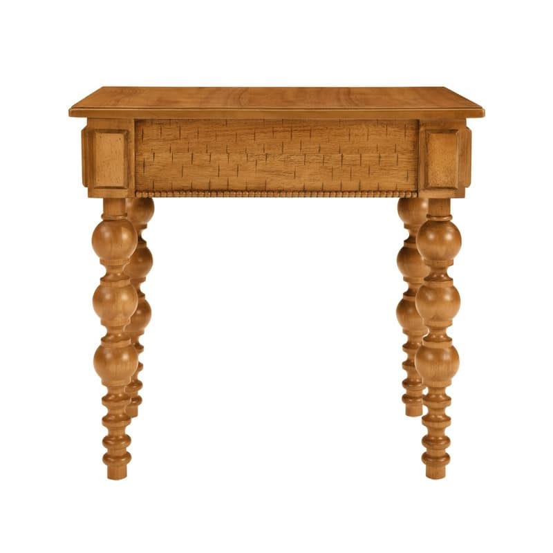 Retro 24" Solid Wood End Table with Drawer Easy Assembly Vintage Narrow Sofa Side Table for Living Room