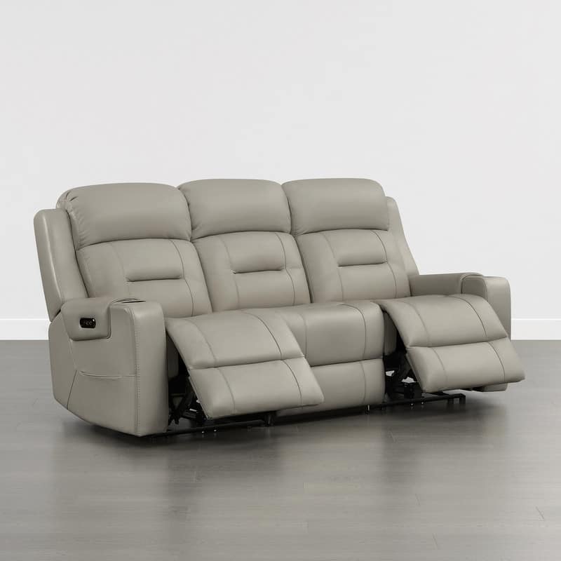 Spruce & Spring Genuine Leather Power Reclining Sofa with Wireless Charging