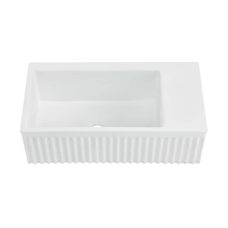 Delice Rectangle 24" Wall-Mount Bathroom Sink in Matte White