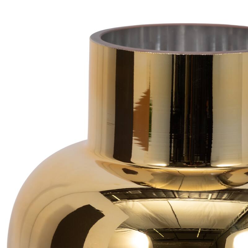 Glass Metallic Vase Contemporary Pink and Gold Decorative Flower Vase for Table Centerpiece or Home or Office