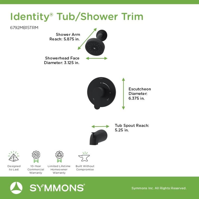 Symmons 679215TRM Identity HydroMersion Tub and Shower Trim Package