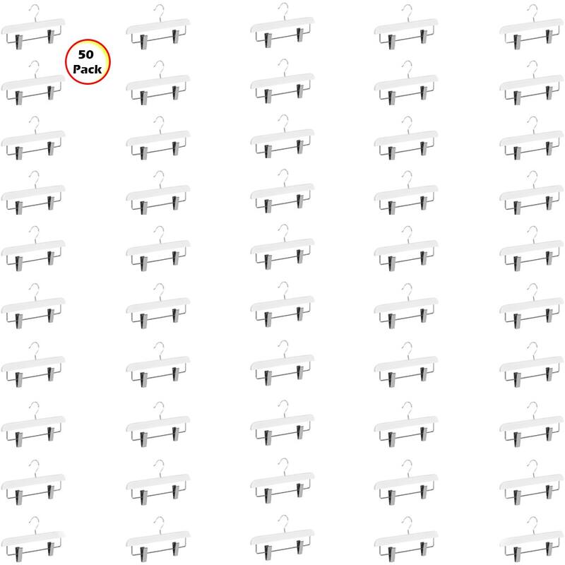 Abs Plastic Trouser Skirt Hangers, Perfect for Skirts, Pants, Slacks, Jeans, and More Set of 5 - Set of 50 - White