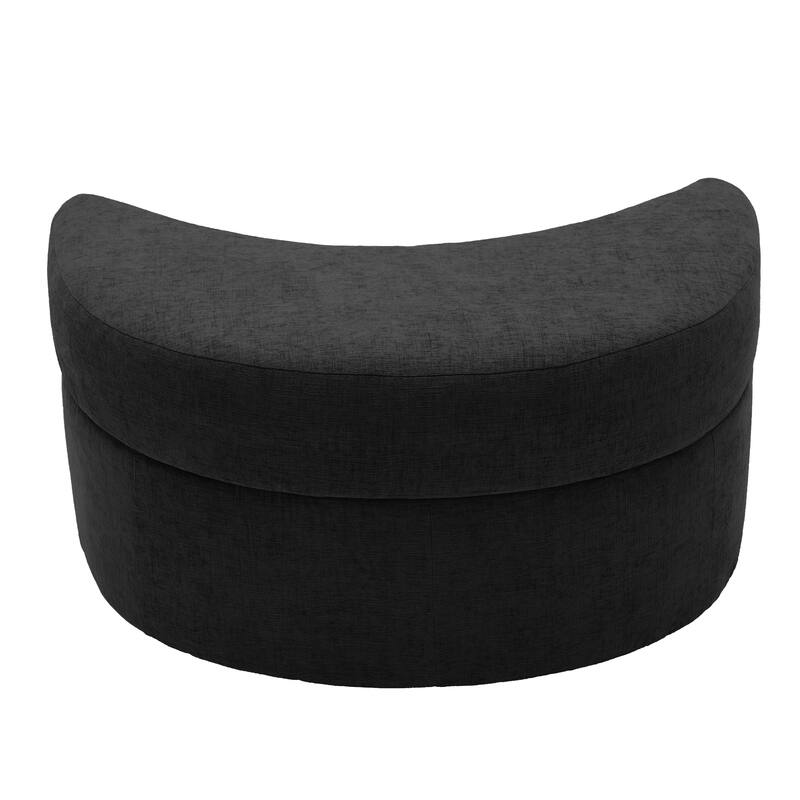 Chenille Half Moon Storage Ottoman(Set of 2)