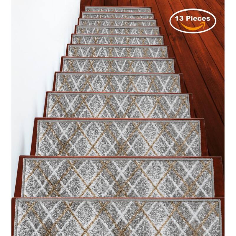 SUSSEXHOME Modern Collection Stair Treads - 13-PACK - Gray