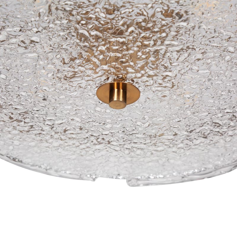 Uolla Modern Farmhouse 4-Light Drum Art Textured Glass Chandelier for Dining Room - D 18"* H 6"