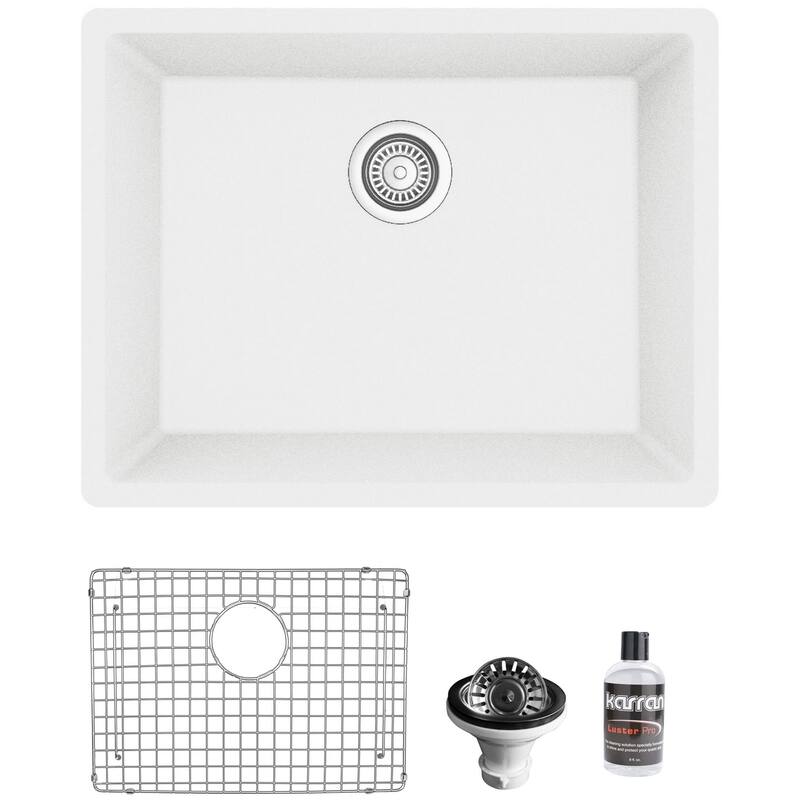 Karran USA QU-820-PK1 Quartz QU 24-3/8" Undermount Single Basin Quartz - White