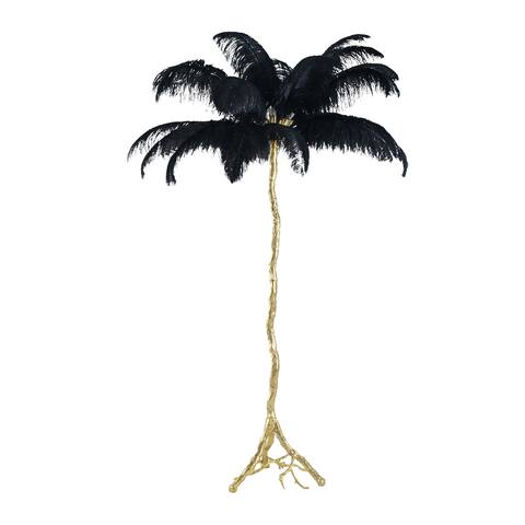 A&B Home Dita Feather Floor Lamp - Black/Gold