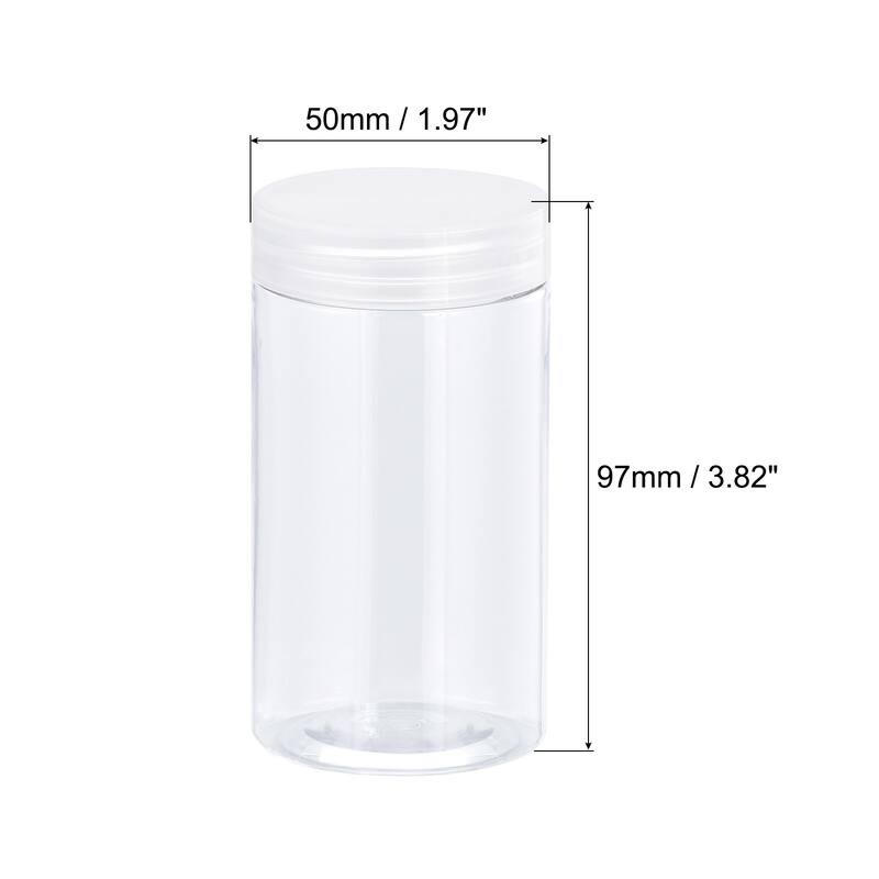 Round Plastic Jars with Transparent Screw Top Lid, 8Pcs - Clear - 50mm x 97mm