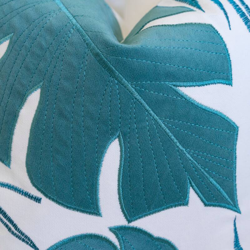 Leaf Pattern Decorative Pillow with Velvet Cover 20x20 Inches