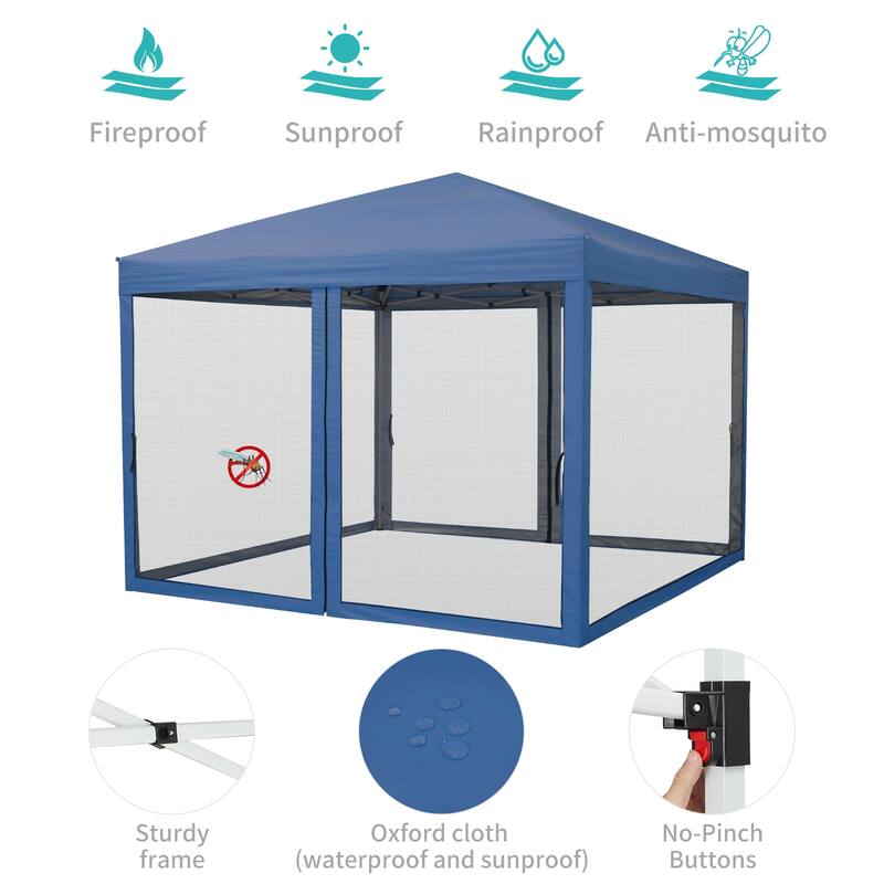 10x10 FT Pop Up Canopy Tent with Mosquito Netting, Adjustable Height, Portable Sun Shelter with Wheeled Bag