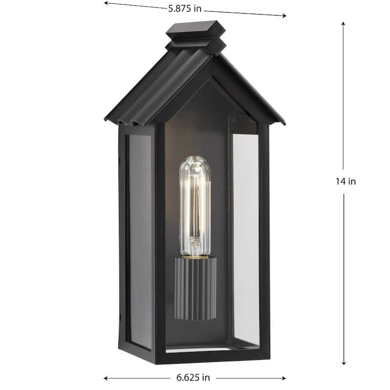 POINT DUME® Dunemere Matte Black Outdoor Wall Lantern with DURASHIELD - 6.625 in x 5.875 in x 14 in