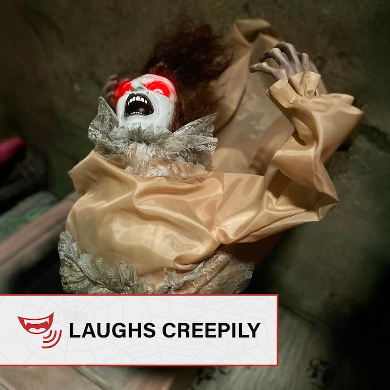 Haunted Hill Farm Haunted Hill Farm 3.4 ft. Touch-Activated Animated Possessed Backbend Lady Halloween Animatronic - Multi
