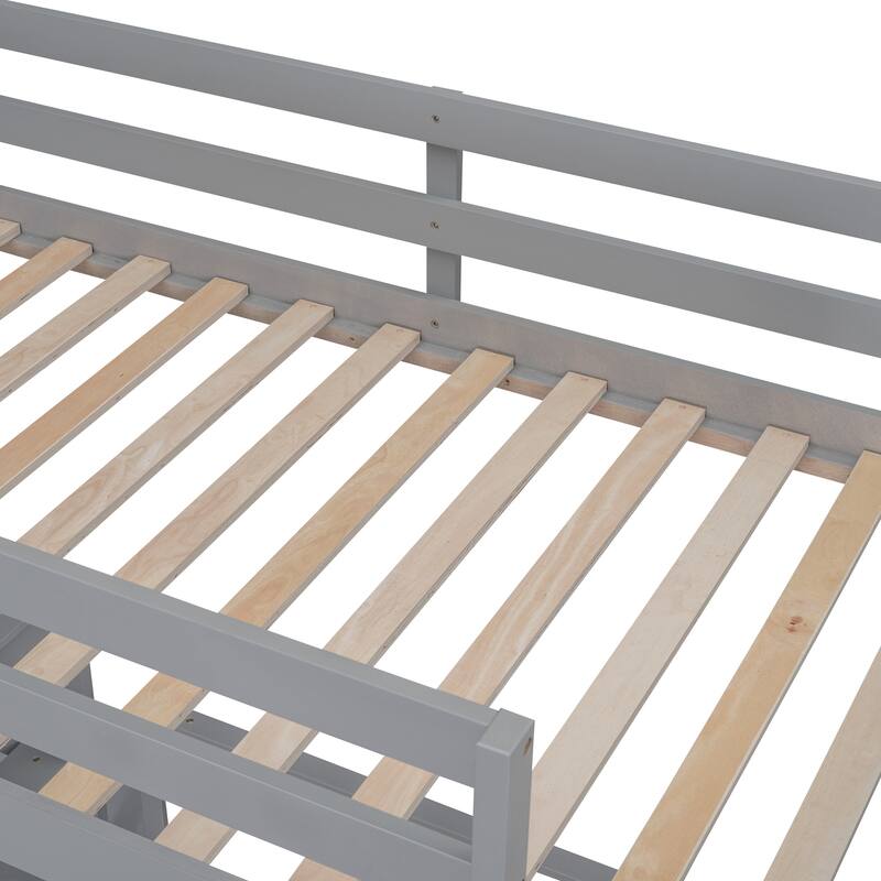 Twin Over Full Bunk Bed with Desk and Drawers, Space-Saving for Bedroom