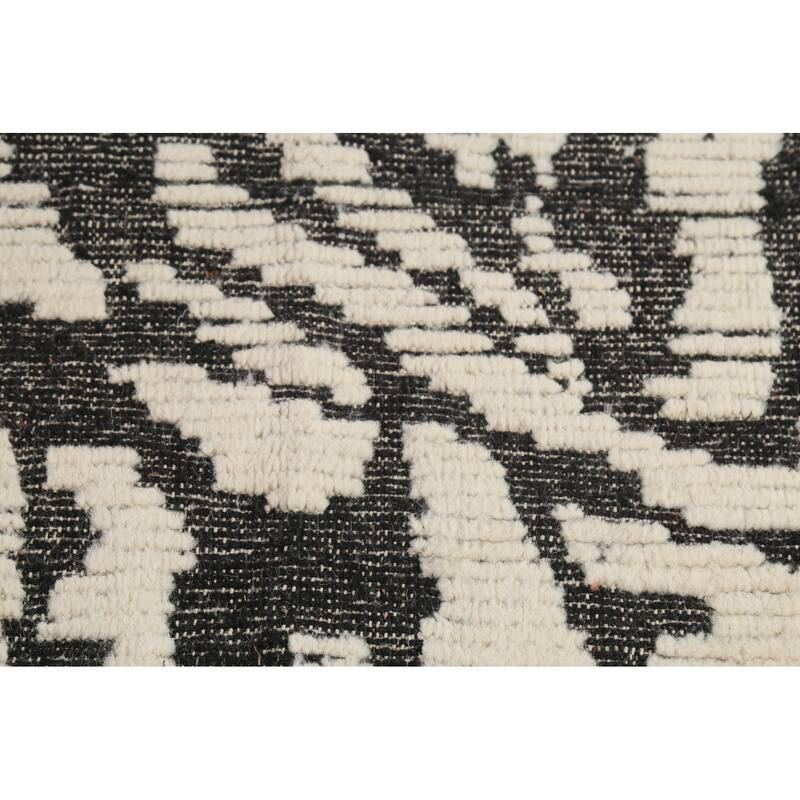 Moroccan Abstract Area Rug Hand-Knotted Wool Carpet - 8'10"x 12'6"