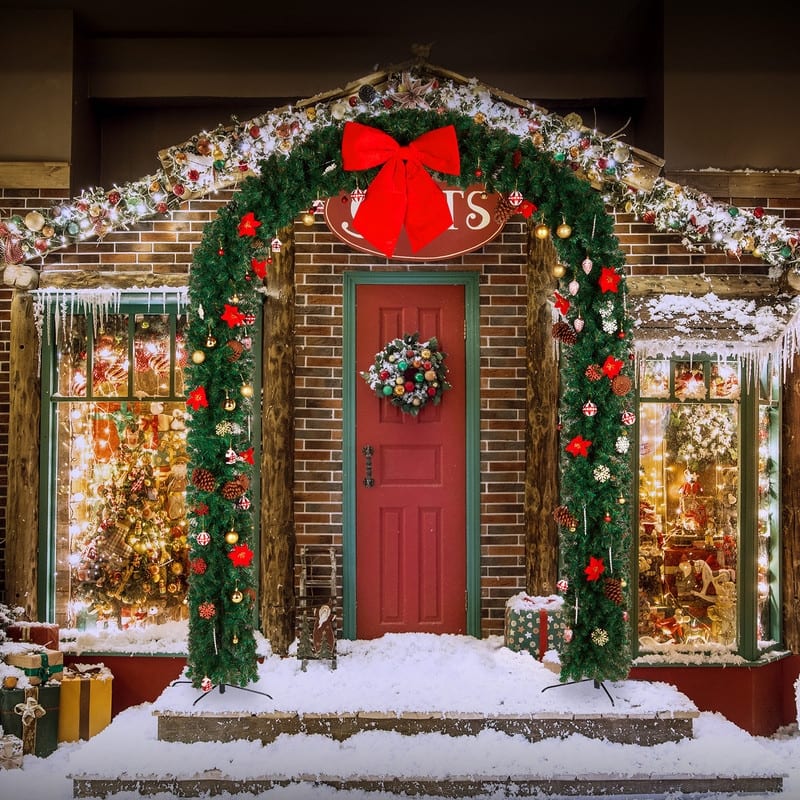 104'' Christmas Pvc Green Archway Decoration With Ornament