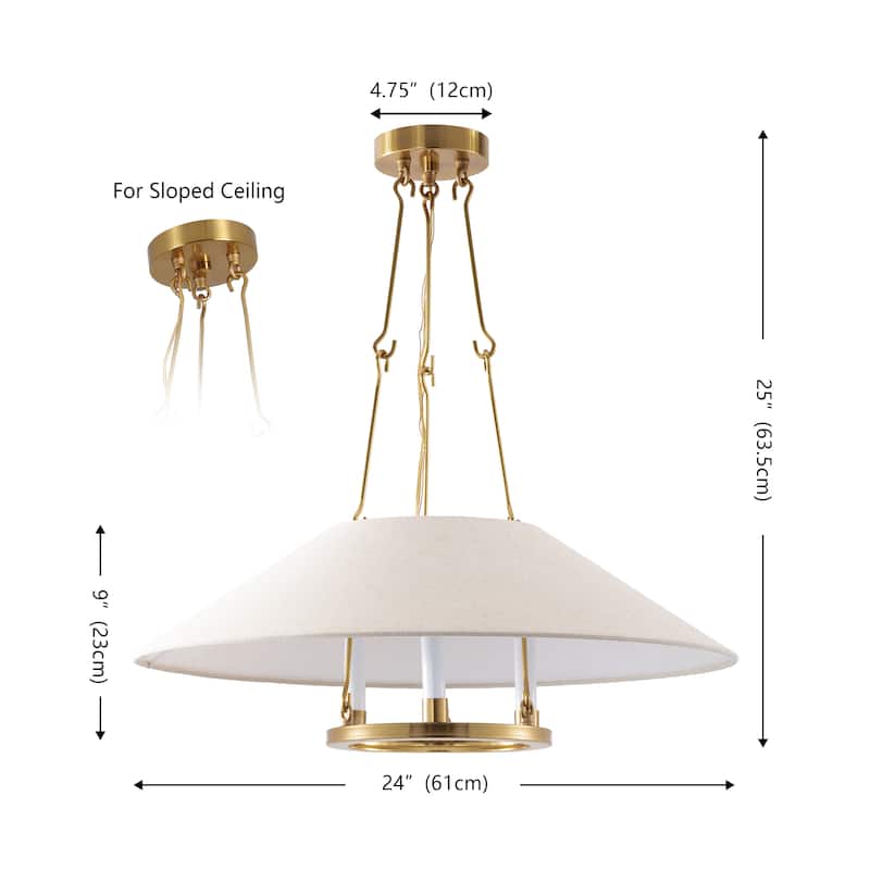 SAFAVIEH Lighting Pamila, 3 Light, 24-inch, Metal Chandelier - 24"W x 24"D x 25"H