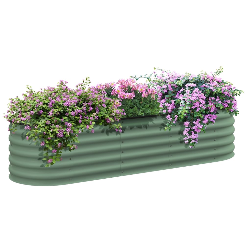 Outsunny 6.4' x 2' x 1.4' Galvanized Raised Garden Bed Kit, Outdoor Metal Elevated Planter Box with Safety Edging