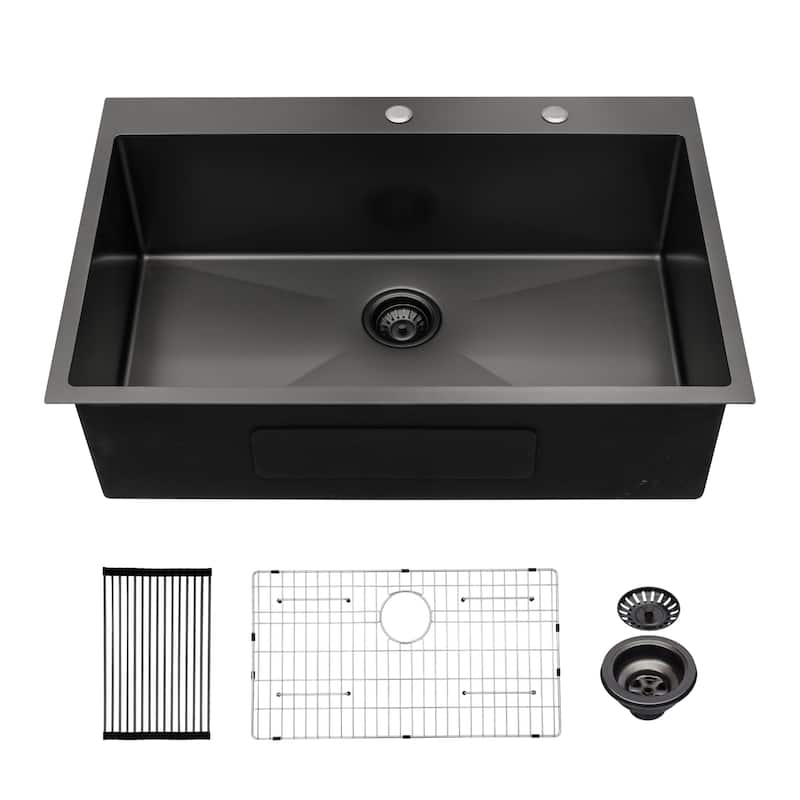 DORNBERG 30 inch 2-Hole Single Bowl Drop-In Kitchen Sinks Stainless Steel