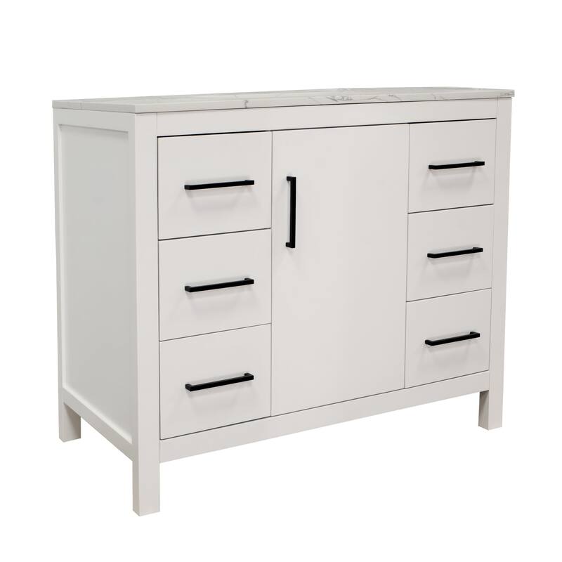 KitchenBathCollection Copenhagen 42" Bathroom Vanity with Engineered Marble Top