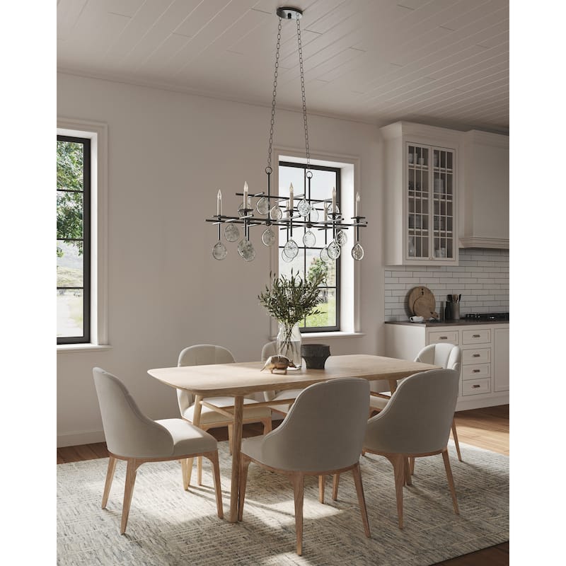 Currey & Company Sethos Black Rectangular Chandelier - 23"h x 42"w x 30"d