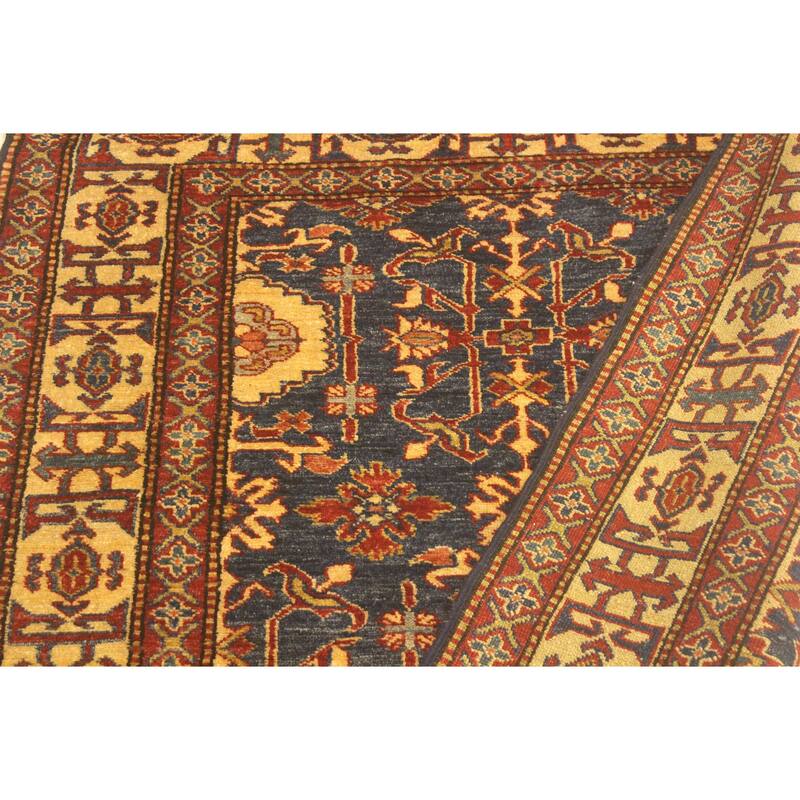 Tribal Super Kazak Daxton Blue/Gold Hand Knotted Wool Rug - 3'11'' x 6'3''
