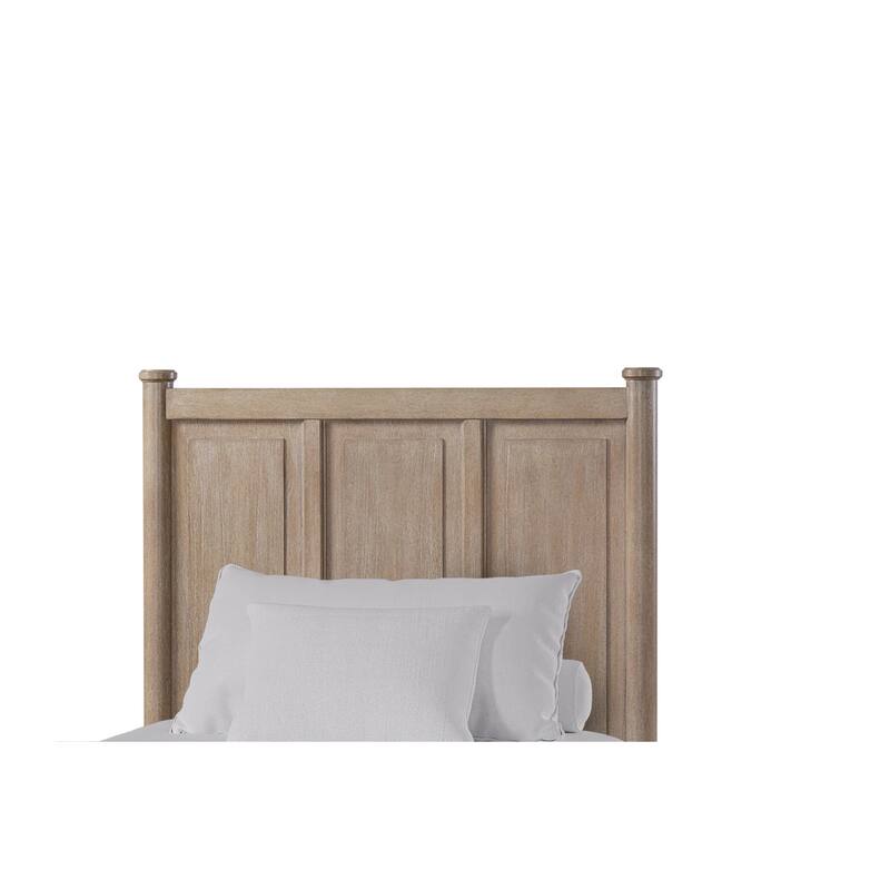 Twin Bed with Mindi Veneer and Panel Headboard in Soft Sand Finish