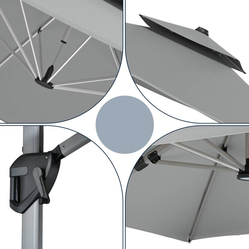 11FT Patio Umbrella Outdoor Square Double Top Umbrella with Base