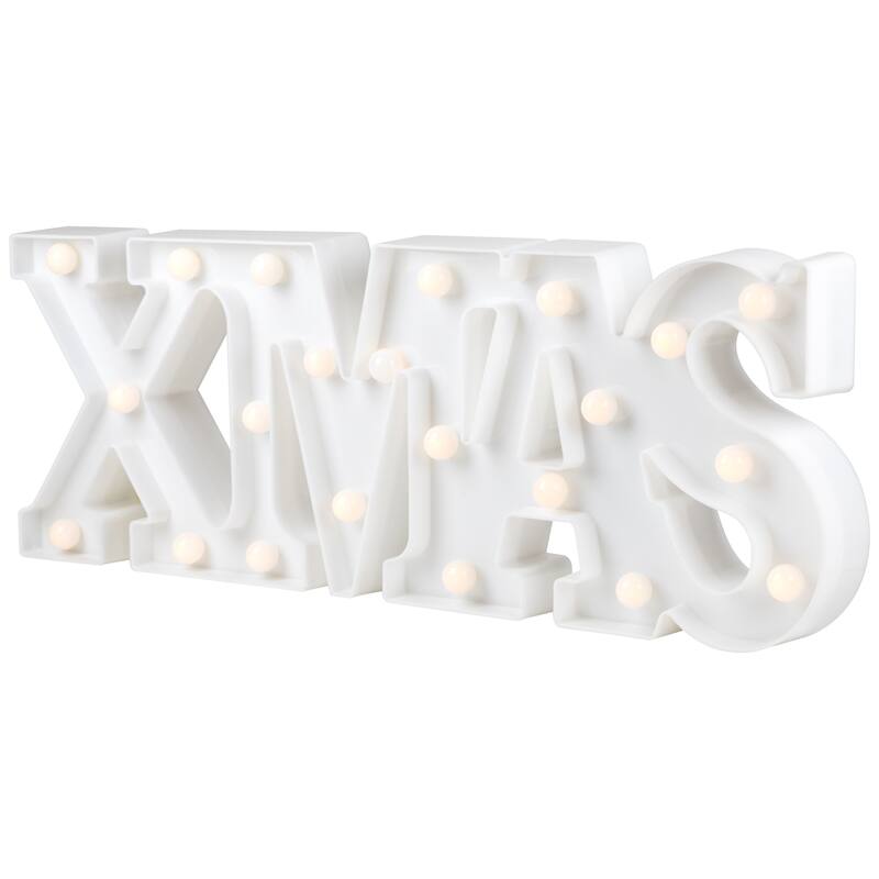 18.5" White Battery Operated LED Lighted XMAS Christmas Marquee Sign