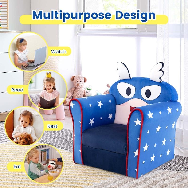 Costway Kid's Sofa Chair Toddler Upholstered Armchair Wooden Frame - See Details