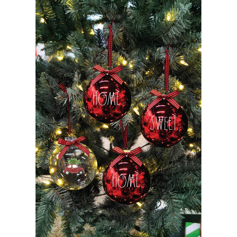 Rae Dunn Set of 4 CHRISTMAS Ornaments - Red