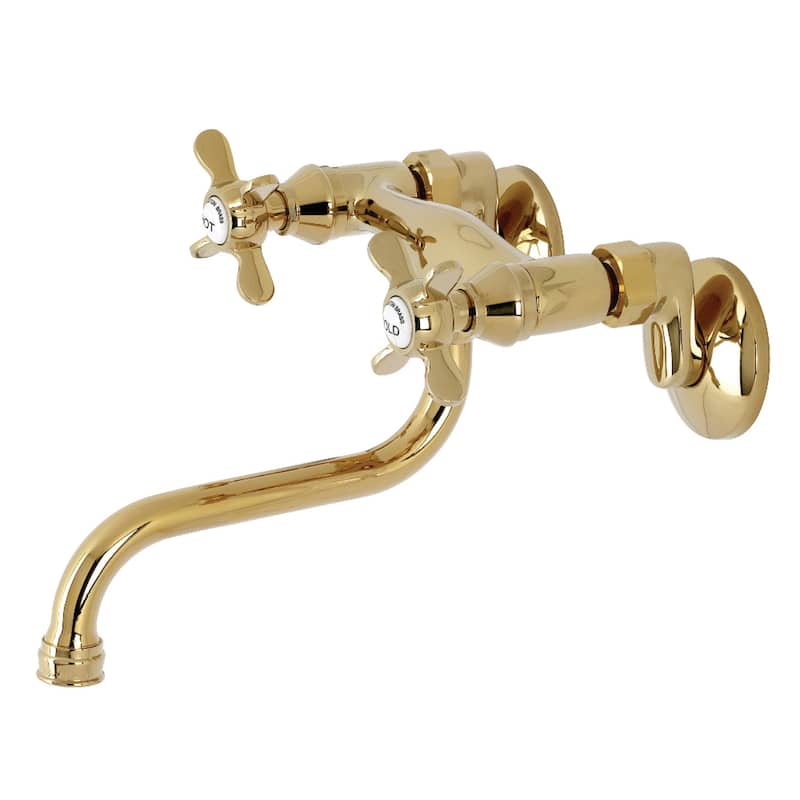 Kingston Brass Essex Two-Handle 2-Hole Wall Mount Bathroom Faucet - Polished Brass