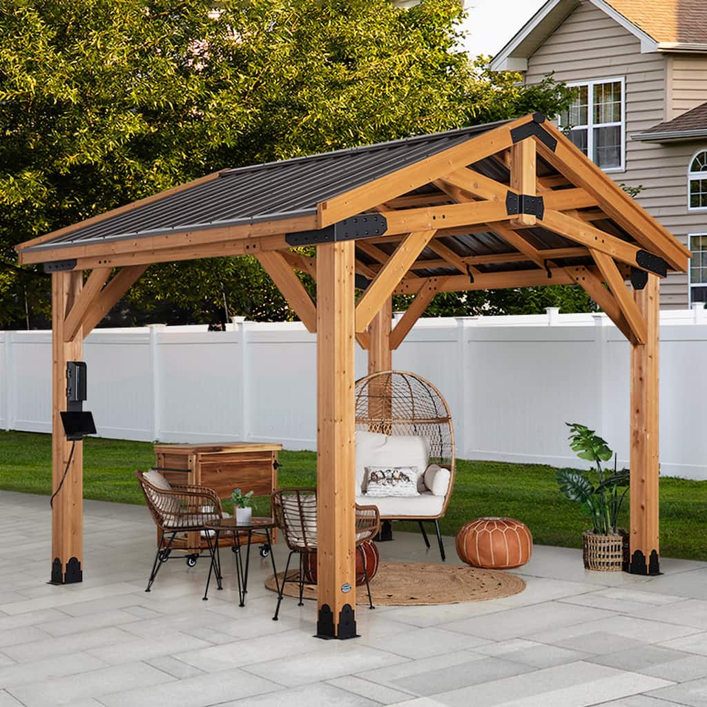 Backyard Discovery Norwood 12x10' Cedar Wood Gazebo with Steel Roof