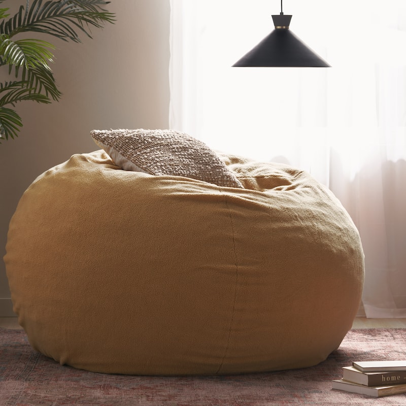 Newalla Modern Shearling 5-foot Bean Bag by Christopher Knight Home - Yellow