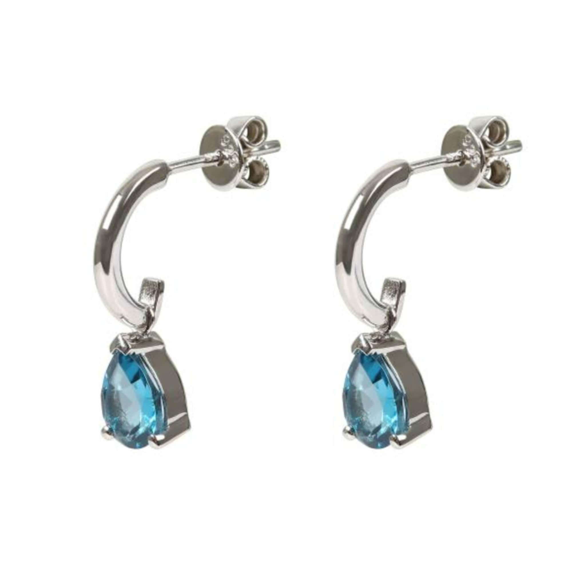 Pinctore 925 Sterling Silver London Blue Topaz Stud Earrings