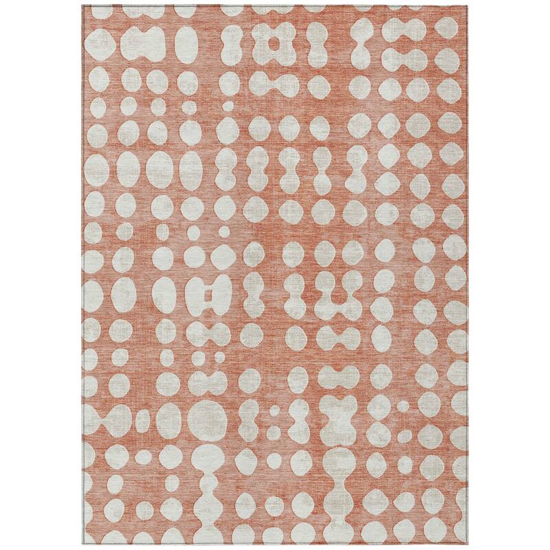 Machine Washable Indoor/ Outdoor Chantille Dots Abstract Rug
