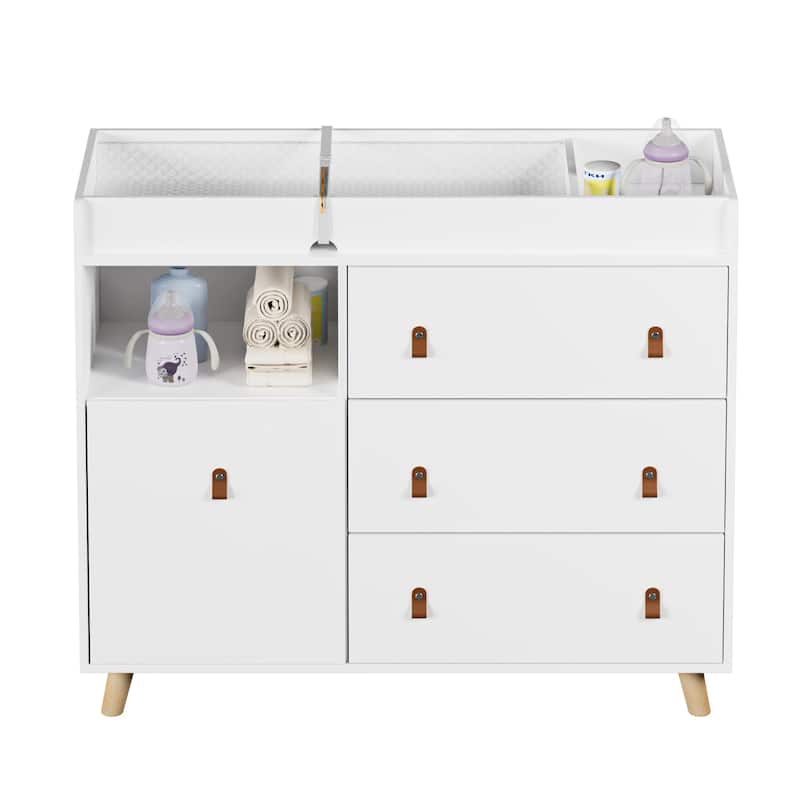Baby Changing Table Dresser Nursery Dresser Chest White/Grey/Oak