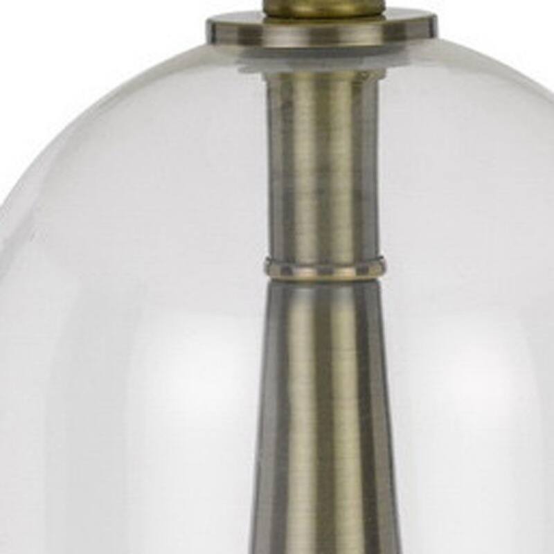 Clear Metal Table Lamp with White Empire Shade and 3 Way Socket Switch - 17” x 17” x 28.5” (D x W x H)