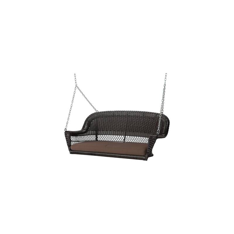 26 in. W Brown Cushion in Aluminum Frame Outdoor Porch Swing with CushionGuard and Stand