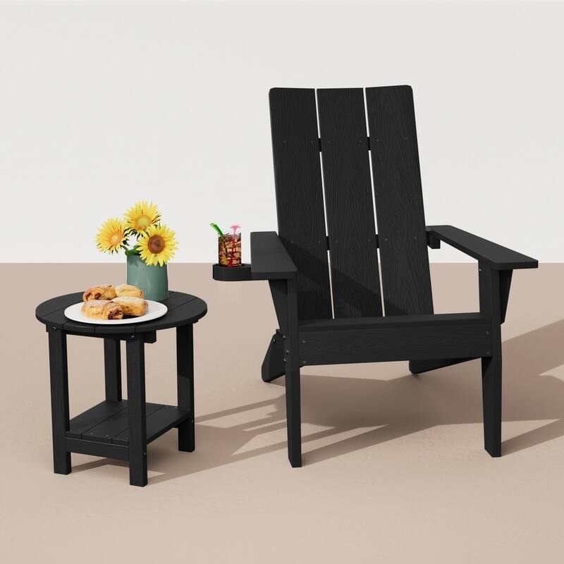 WINSOON 2-Piece All Weather HIPS Outdoor Adirondack Cup Holder Chair and Table set