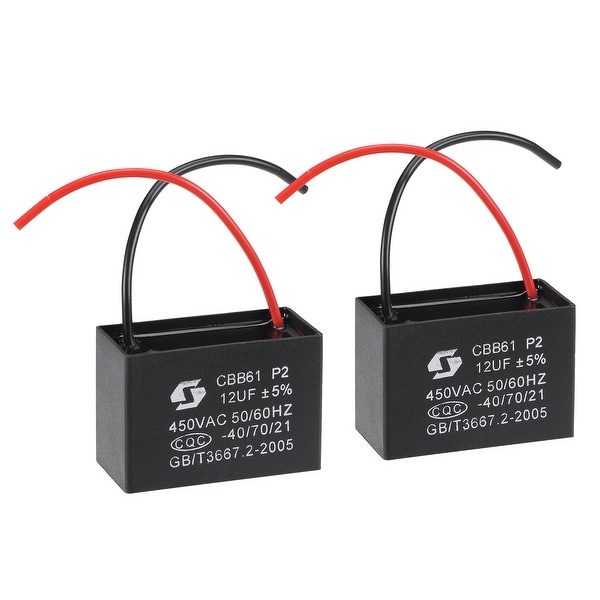 uxcell CBB61 Run Capacitor 450V AC 12uF 2 Wires Metallized Polypropylene Film Capacitors for Ceiling Fan 