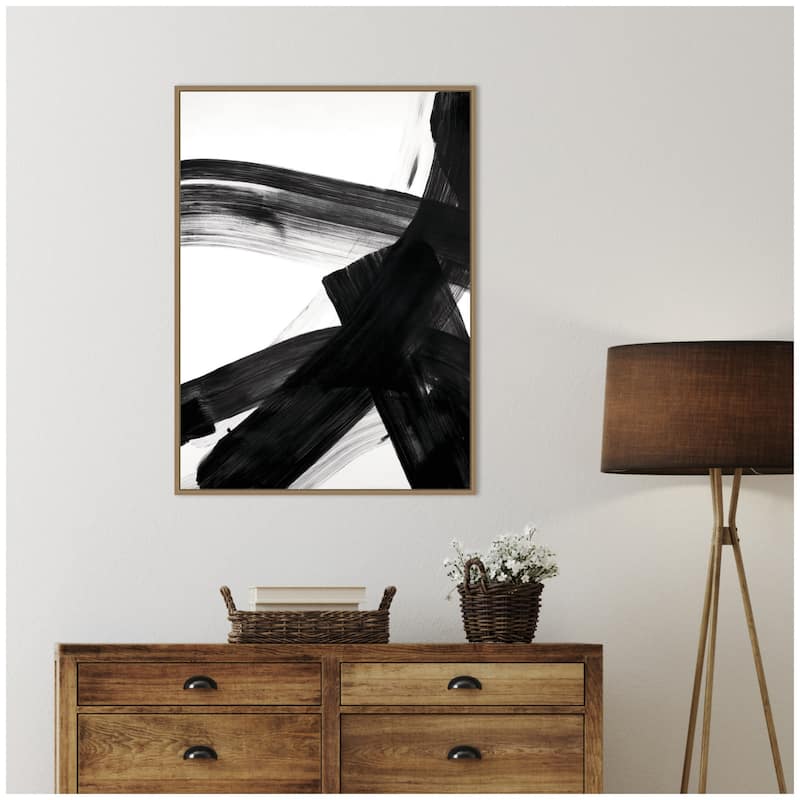 Kate and Laurel Black Mark No. 2 by Amy Lighthall Framed Canvas Wall Art Print