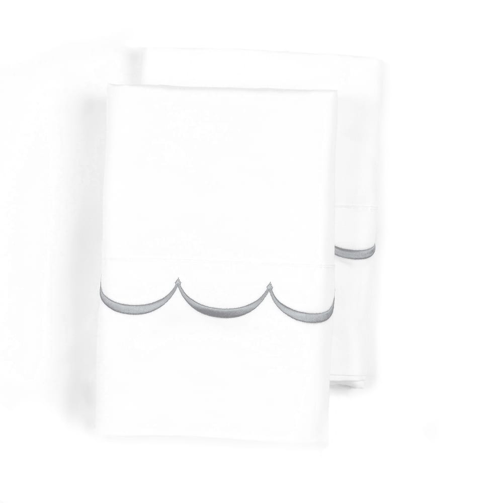 Home Sweet Home Collection 600TC Cotton Scallop Embroidery Pillowcase OR Euro Sham Set