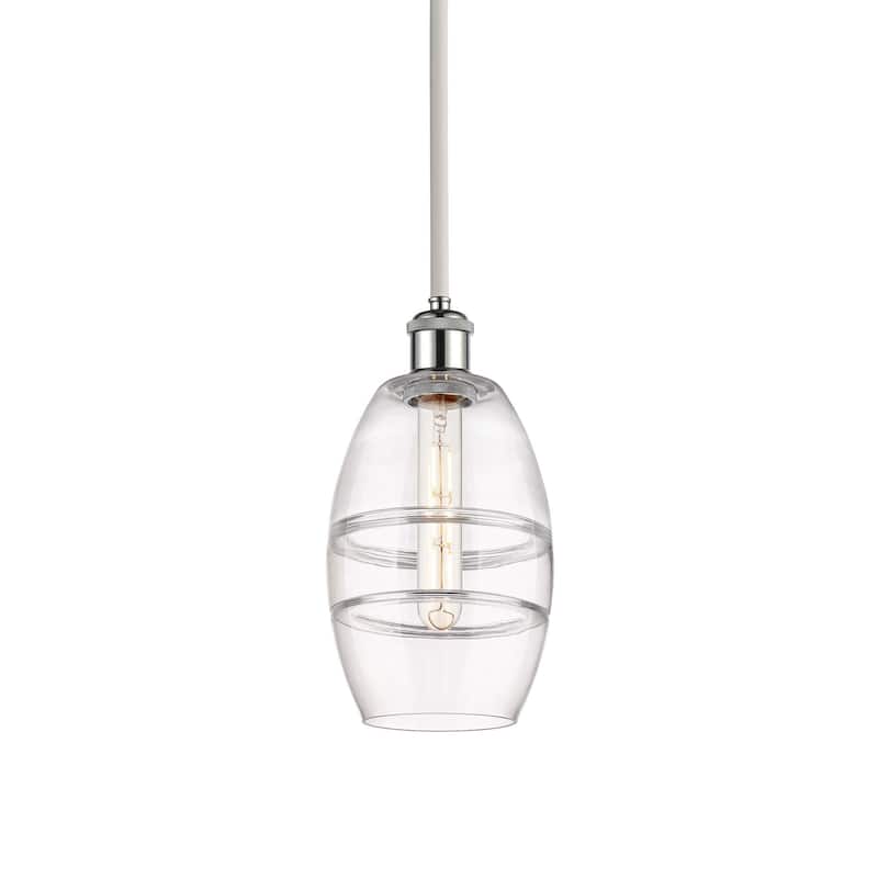 Innovations Lighting 516-1S-9-6 Vaz Pendant Vaz 6" Wide Mini Pendant - White Polished Chrome / Clear