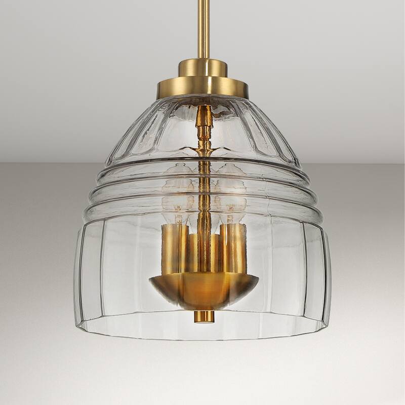 Scartex 3-Light Chain Pendant with Clear Glass Shade - Gold