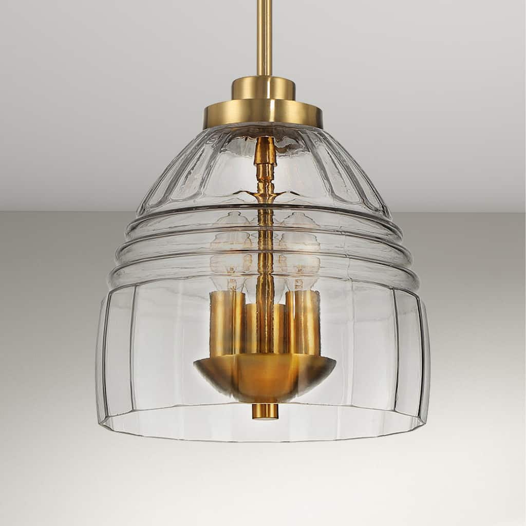 Scartex 3-Light Chain Pendant with Clear Glass Shade - Gold