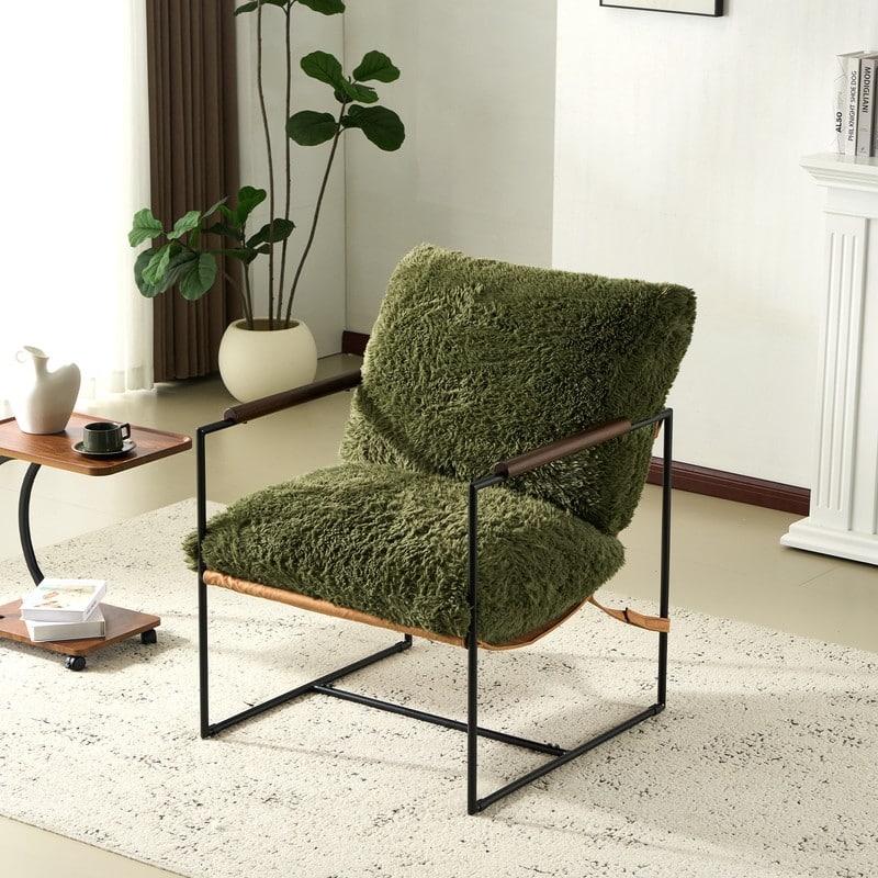 Lazy Chair - Rubber Wood Arms, Iron Frame (Living Room/Bedroom)