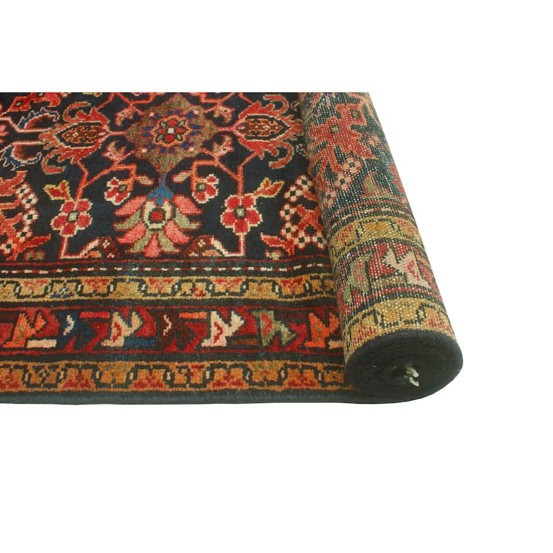 Fine Vintage Distressed Ritchie Navy/Red Runner - 3'3" x 9'5"