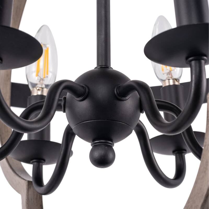 Adjustable Matte Black 6-Light Chandelier