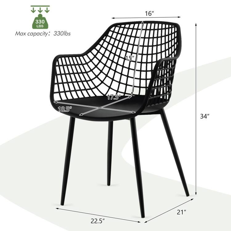 Set of 4 Heavy Duty Modern Dining Chair with Airy Hollow Backrest - 22.5" x 21" x 34"