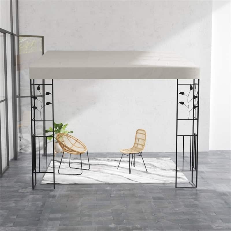 Cream White Outdoor Lean-To Pergola with UPF30+ Polyester Canopy & Powder-Coated Metal Frame Wall-Mountable Shade Shelter - Cream-White
